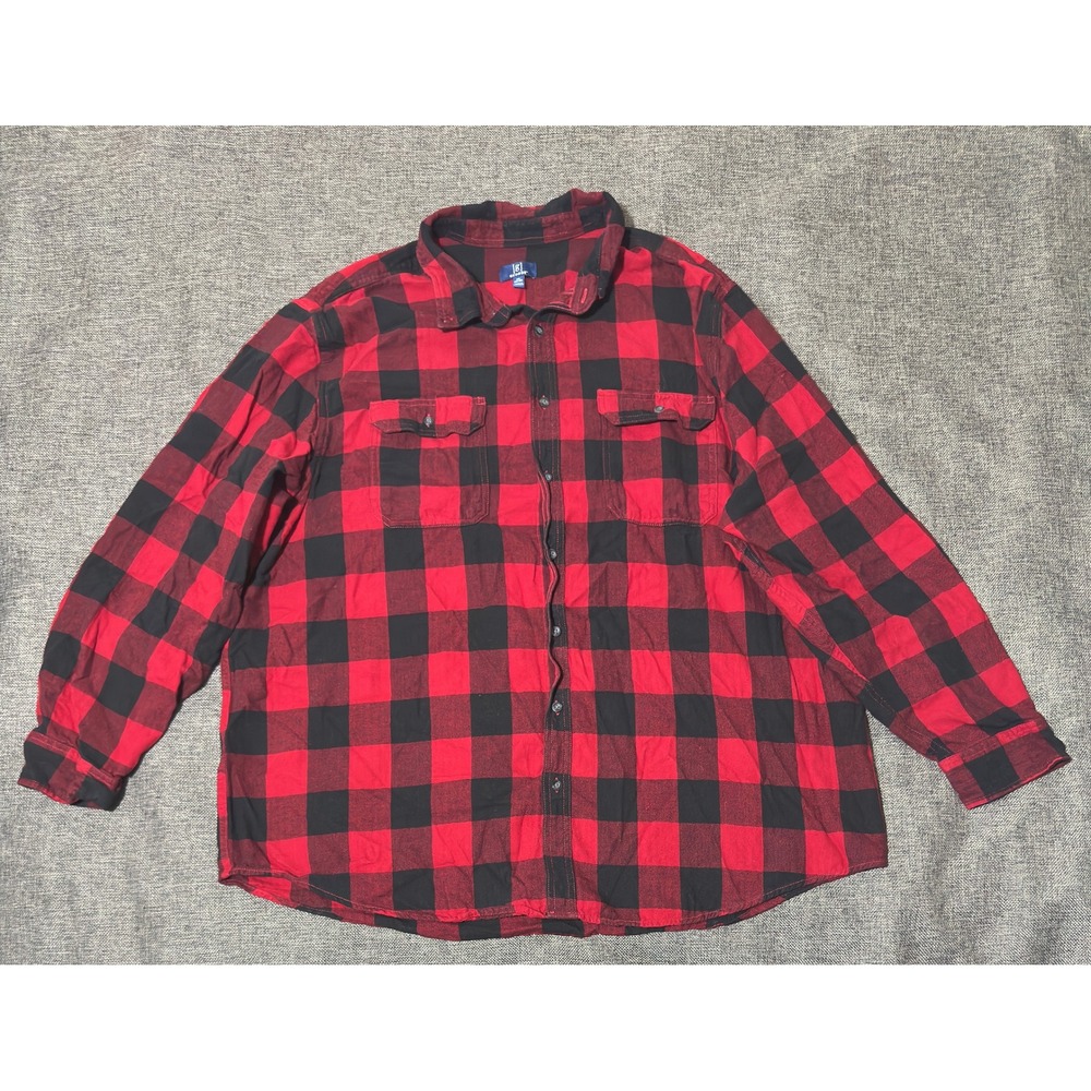 George Mens 3XL Flannel Shirt Red Black Buffalo Check Plaid LS GM49Y052B